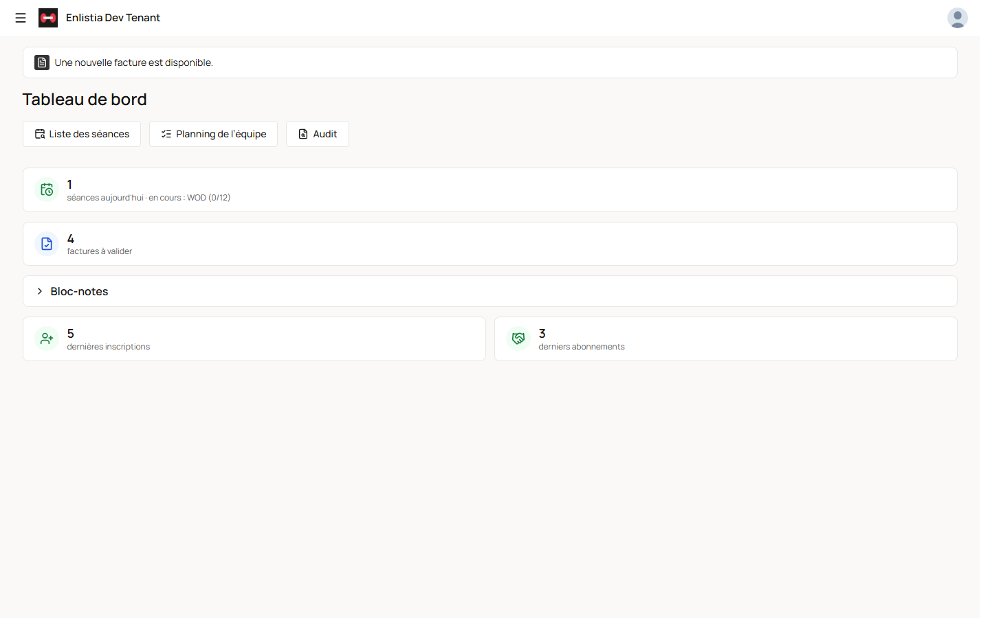 Le tableau de bord — cliquer pour agrandir